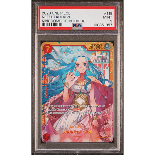 PSA 9 One Piece Nefeltari Vivi OP04-118 SEC