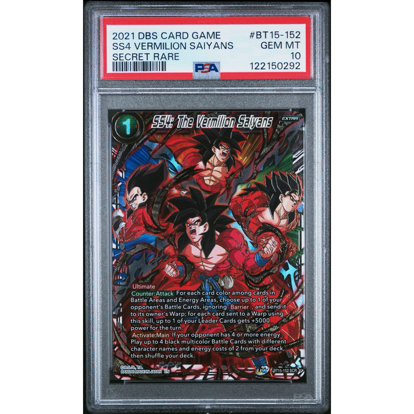 PSA 10 SS4 Vermilion Saiyans SCR BT15-152