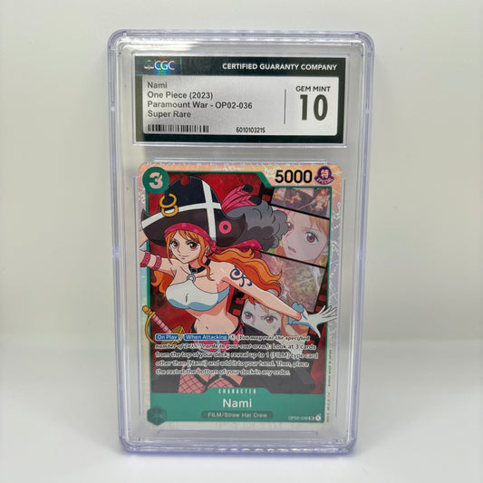 CGC 10 Nami One Piece (2023) Paramount War - OP02-036 Super Rare