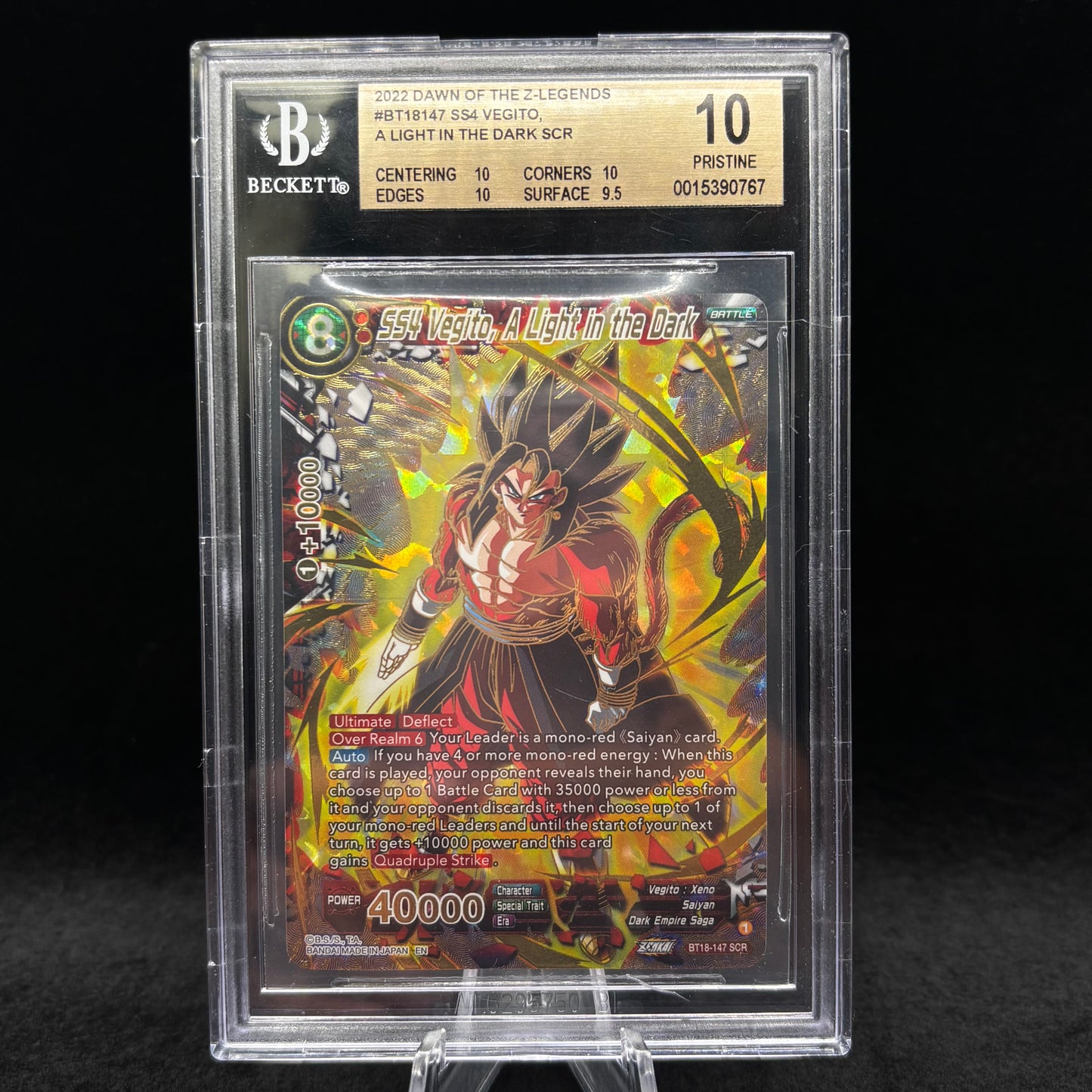 BECKETT 10 2020 DAWN OF THE Z-LEGENDS SS4 VEGITO A LIGHT IN THE DARK SCR BT18-147