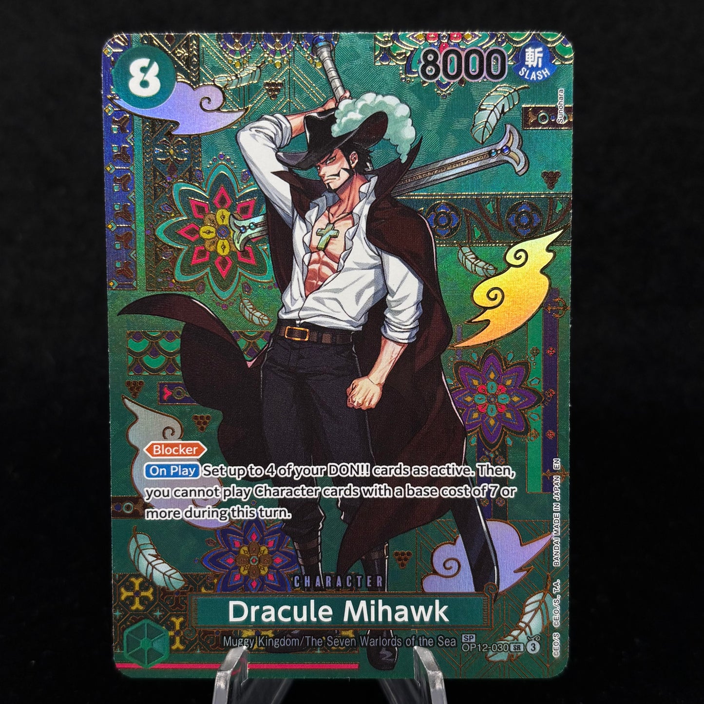 Dracule Mihawk - OP12-030 (SP) - The Azure Sea's Seven Single Card