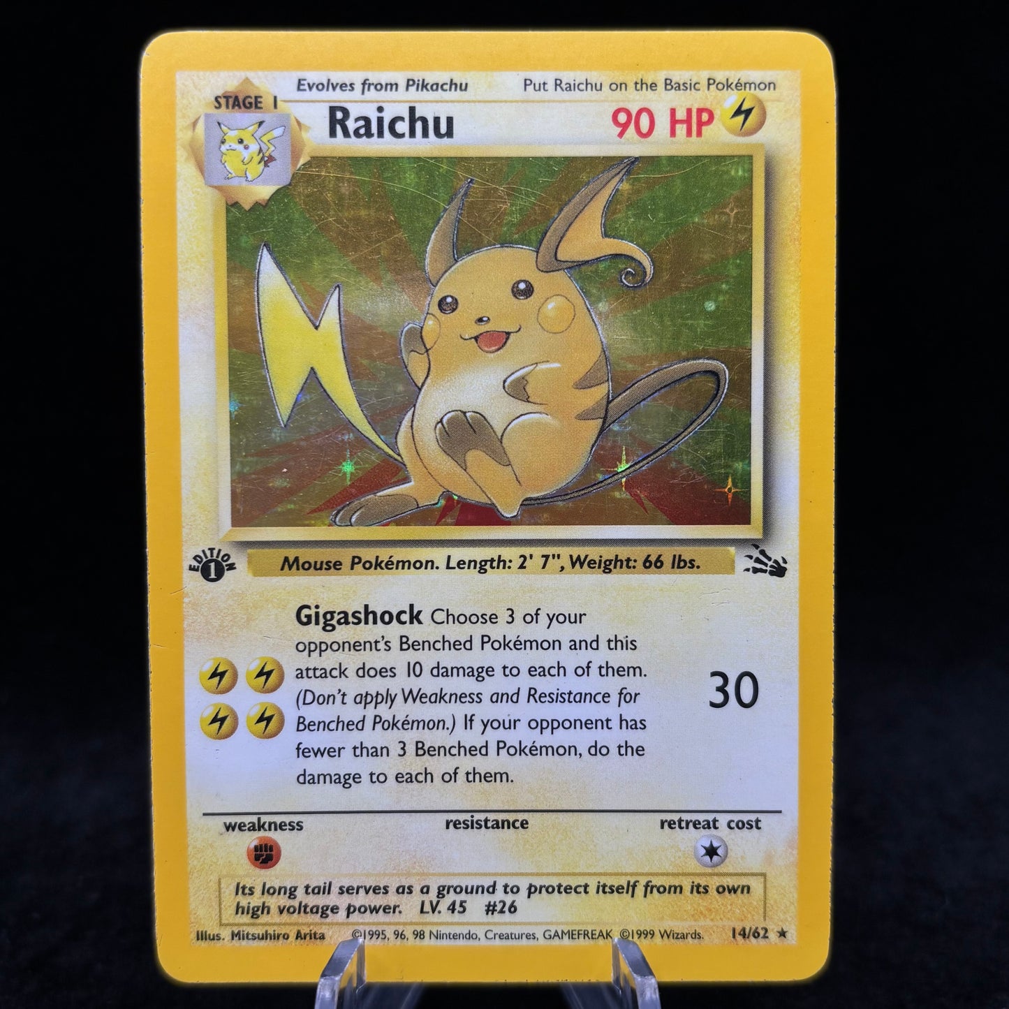 Raichu (14) - First Edition - Fossil *Moderate Play* Single Card