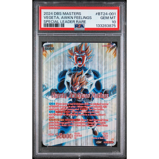 PSA 10 BEYOND GENERATIONS #BT24-001 VEGETA, AWAKENED FEELINGS SLR