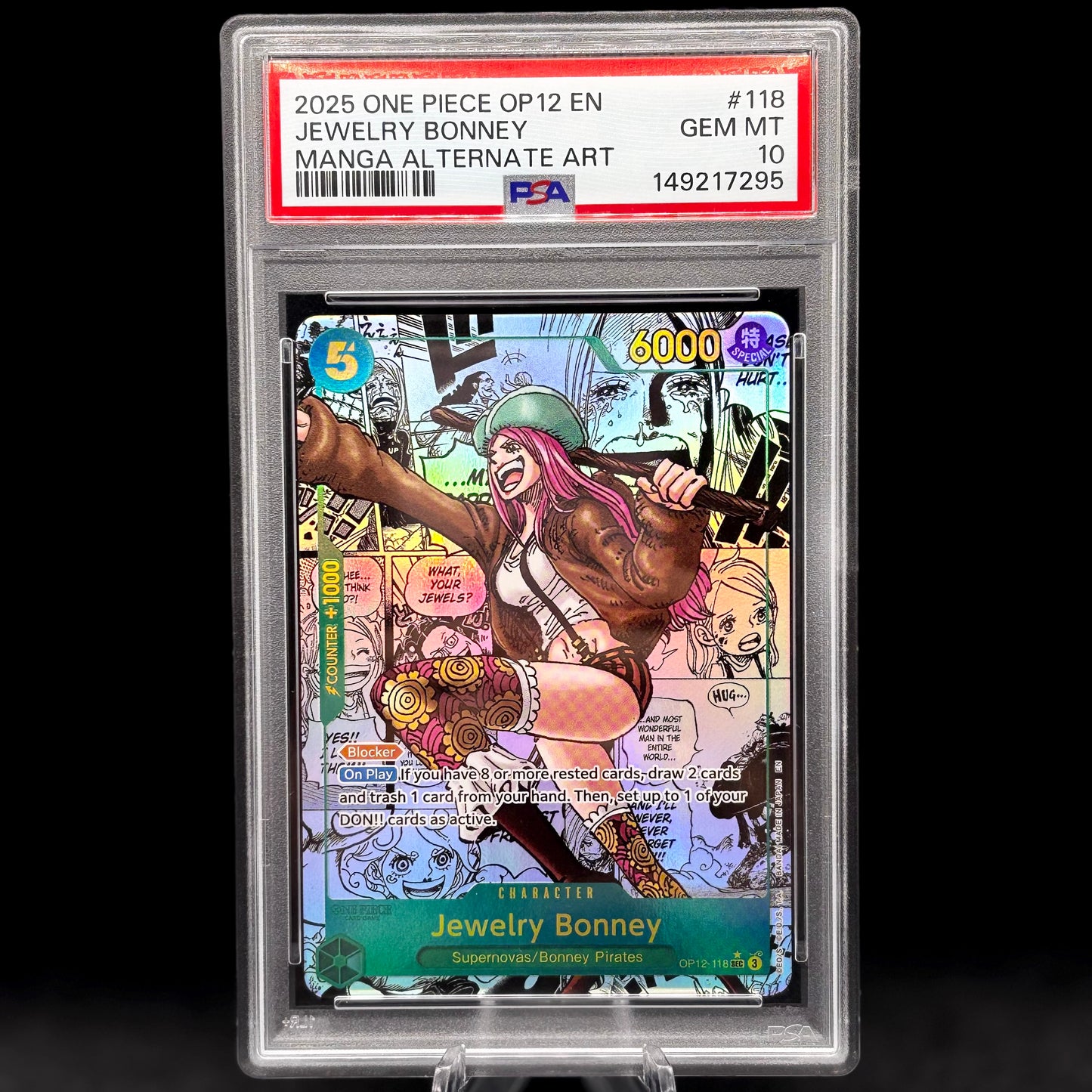 PSA 10 2025 ONE PIECE OP12-LEGACY OF THE MASTER #118 JEWELRY BONNEY MANGA ALTERNATE ART