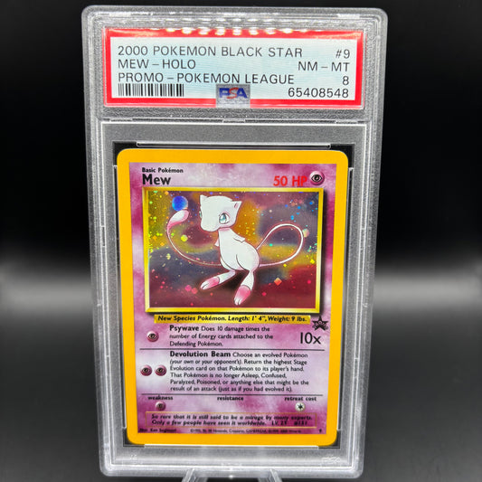 PSA 8 2000 POKEMON PROMO BLACK STAR #9 MEW-HOLO PROMO-POKEMON LEAGUE