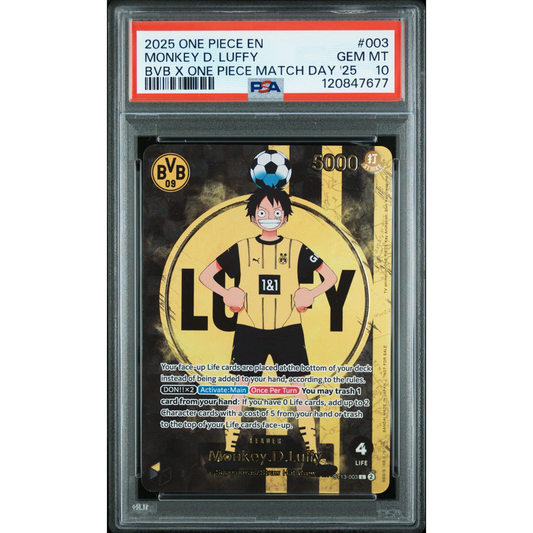 PSA 10 2025 ONE PIECE PROMOS #003 MONKEY D. LUFFY BVB X ONE PIECE MATCH DAY '25