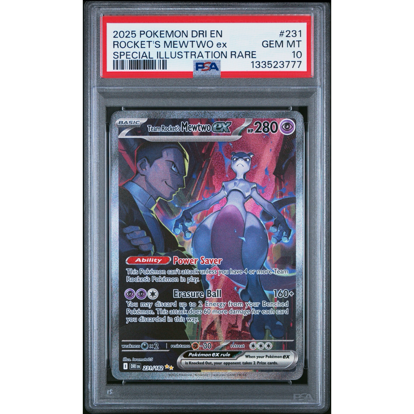 PSA 10 DESTINED RIVALS #231 ROCKET'S MEWTWO EX SPECIAL ILLUSTRATION RARE