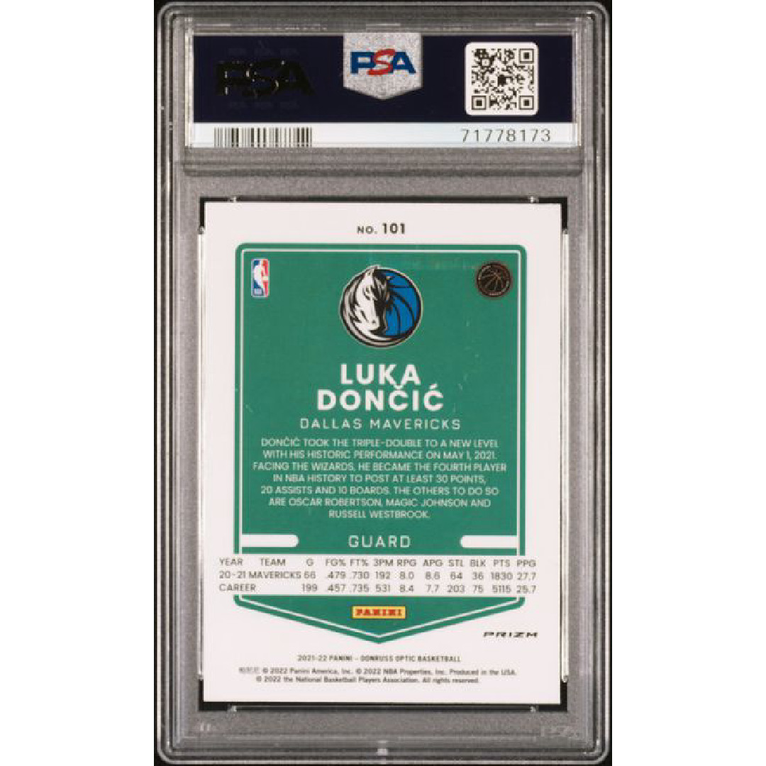 PSA 9 Donruss Optic Luke Doncic Checkboard No. 101