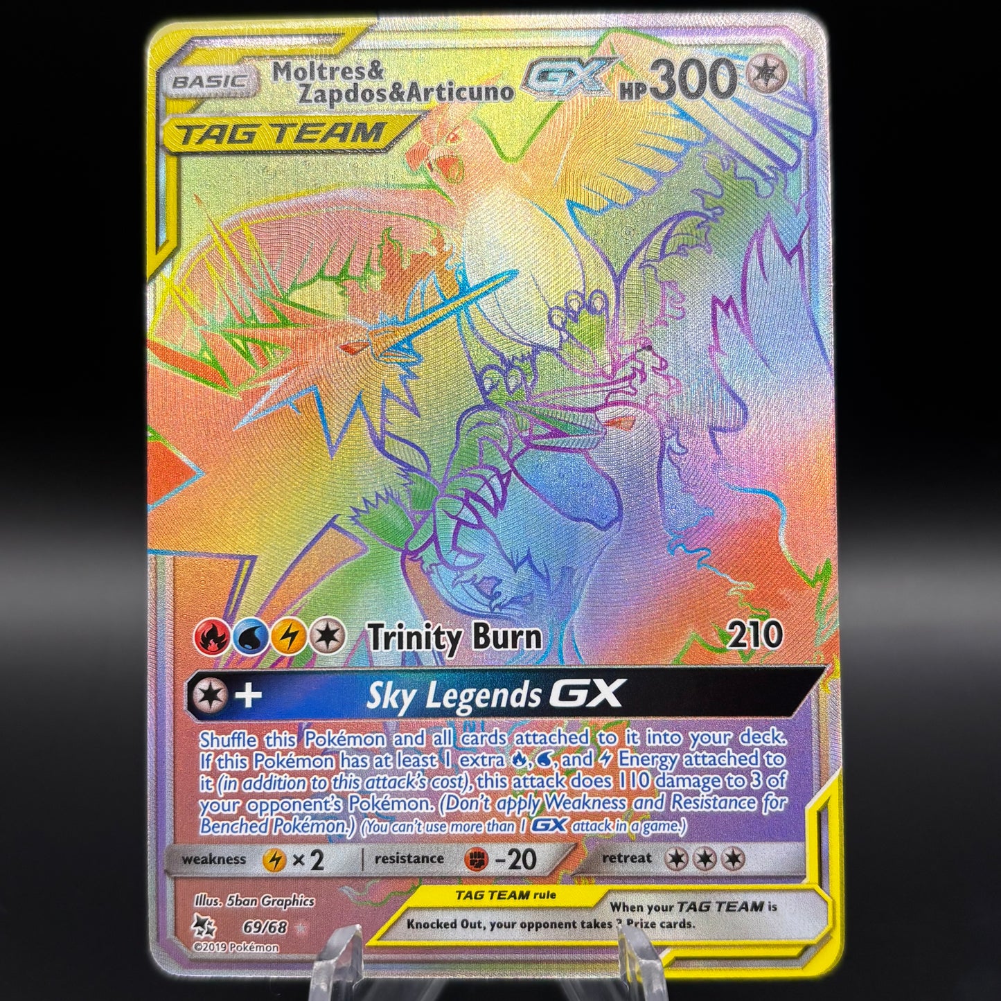 Moltres & Zapdos & Articuno GX (Secret) 69/68 Single Card
