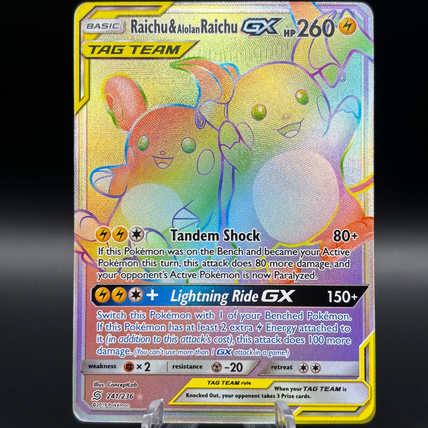 Raichu & Alolan Raichu GX (Secret) Single Card *Light Play*