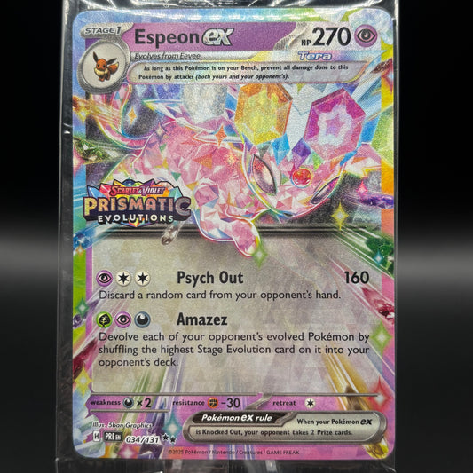 Espeon ex - 034/131 (Prismatic Evolutions Stamp) Single Card *Sealed*