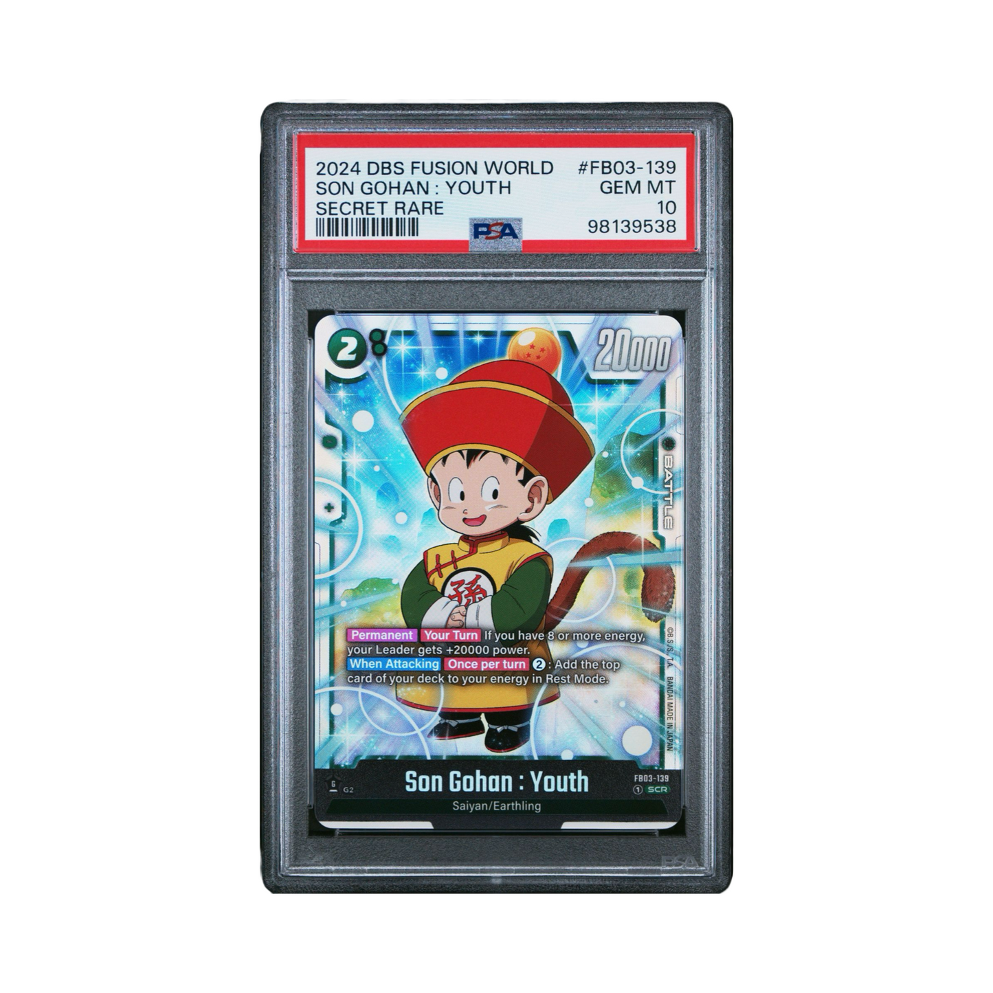 PSA 10 Fusion World Son Gohan Youth SCR #FB03-139