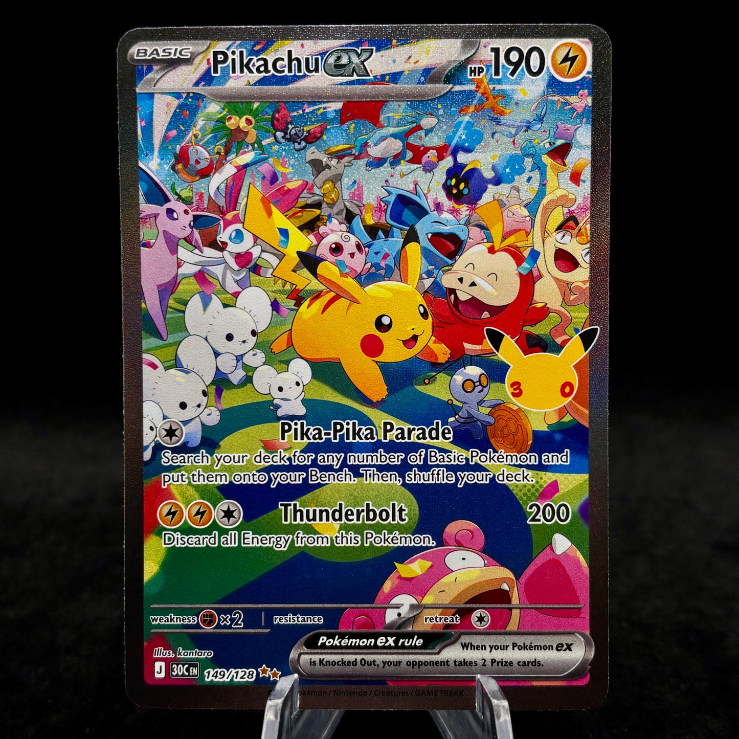 Pikachu ex - 149/128 - ME: 30th Celebration Single Card