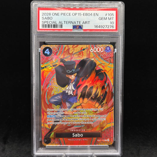 PSA 10 2026 ONE PIECE OP15-EB04-ADVENTURE ON KAMI'S ISLAND #105 SABO SPECIAL ALTERNATE ART