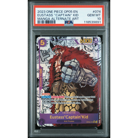 PSA 10 2023 ONE PIECE OPO5-AWAKENING OF THE NEW ERA #074 EUSTASS "CAPTAIN" KID
MANGA ALTERNATE ART