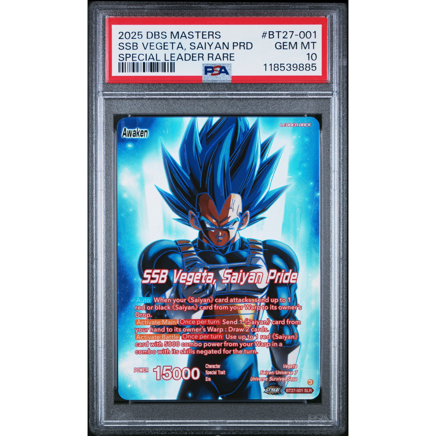 PSA 10 Vegeta // SSB Vegeta, Saiyan Pride (SLR) - History of Z (BT27)