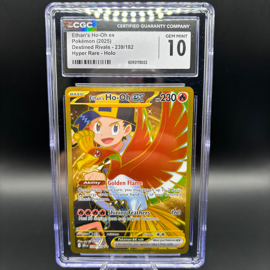 CGC GEM MINT 10 - 2025 POKEMON DESTINED RIVALS - ETHAN’S HO’OH EX 239/182