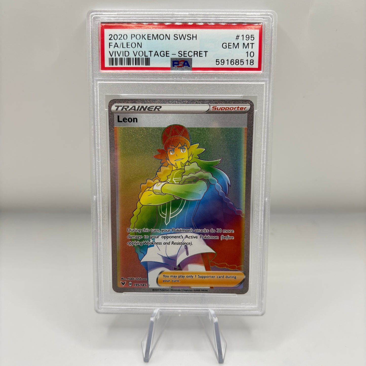 PSA 10 - Vivd Voltage Leon Trainer Rainbow Secret