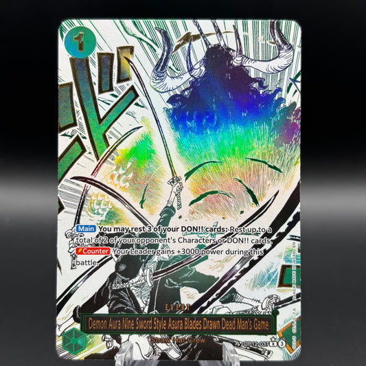 Demon Aura Nine Sword Style Asura Blades Drawn Dead Man's Game (Alternate Art) - Legacy of the Master (OP12) Single Card