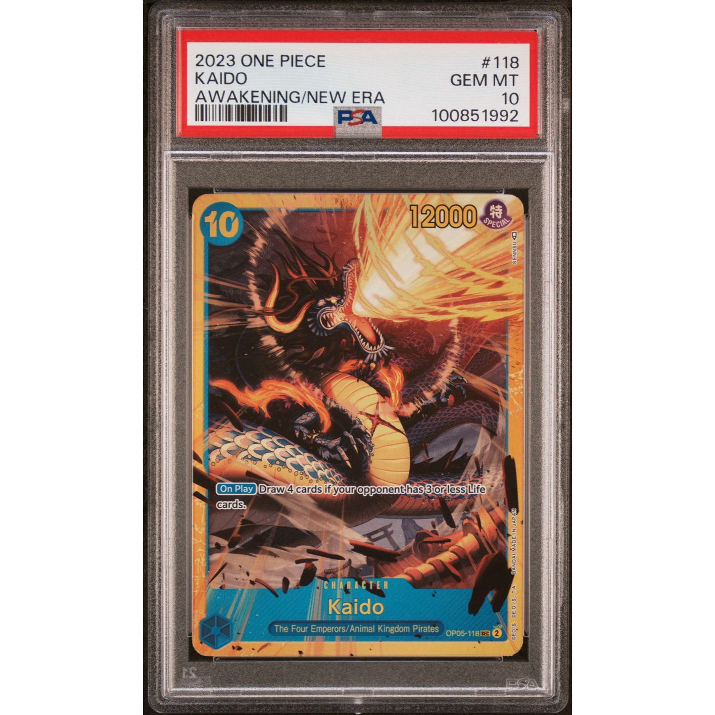 PSA 10 One Piece Kaido OP05-118 SEC