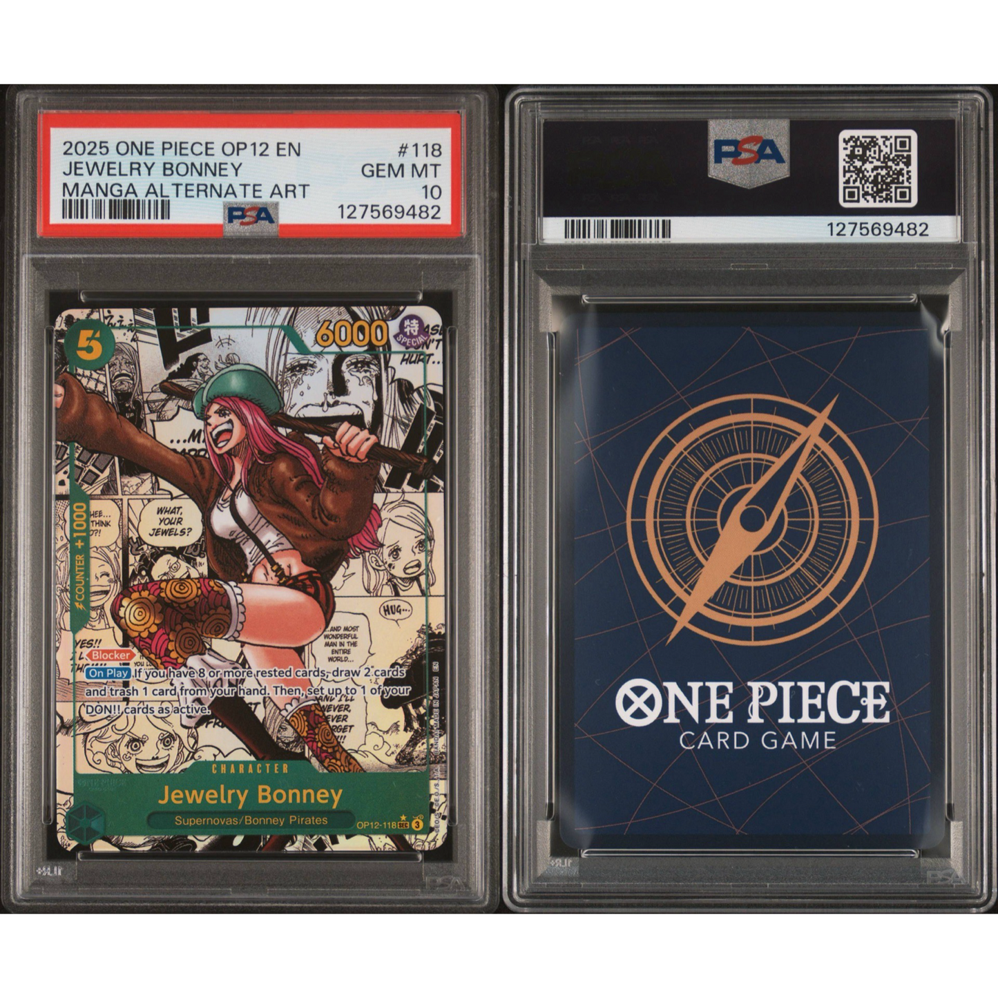 PSA 10 2025 One Piece OP 12 EN Jewelry Bonney #118 Manga Alternate Art