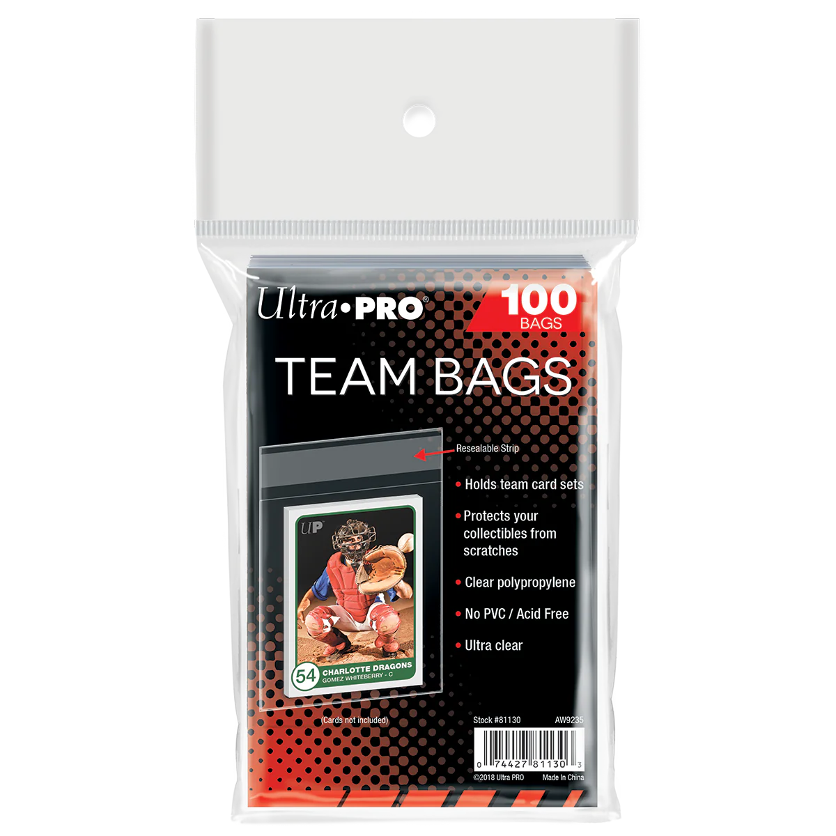 Ultra Pro Team Bags Resealable Sleeves - 100ct