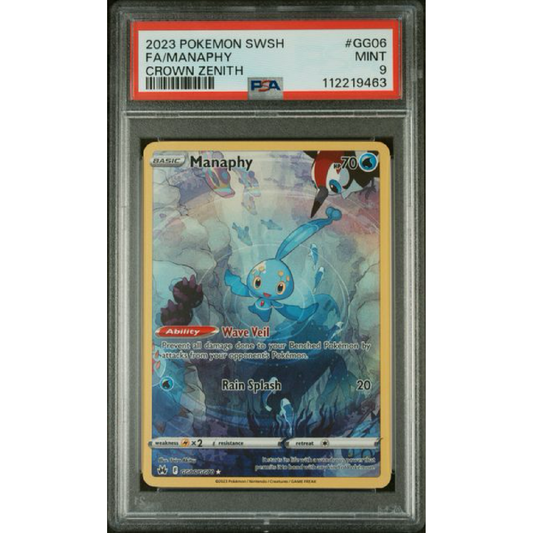 PSA 9 2023 POKEMON SWORD AND SHIELD CROWN ZENITH #GG06 FA/MANAPHY CROWN ZENITH