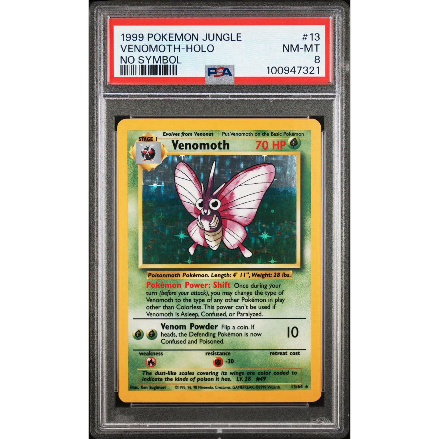 PSA 8 1999 Pokemon Jungle Venomoth No Symbol 13/64