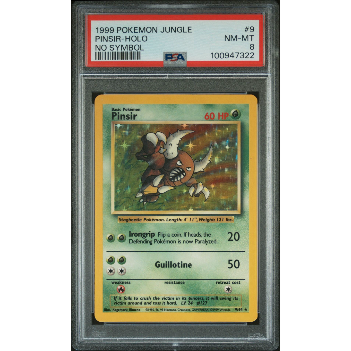 PSA 8 1999 Pokemon Jungle Pinsir No Symbol 9/64