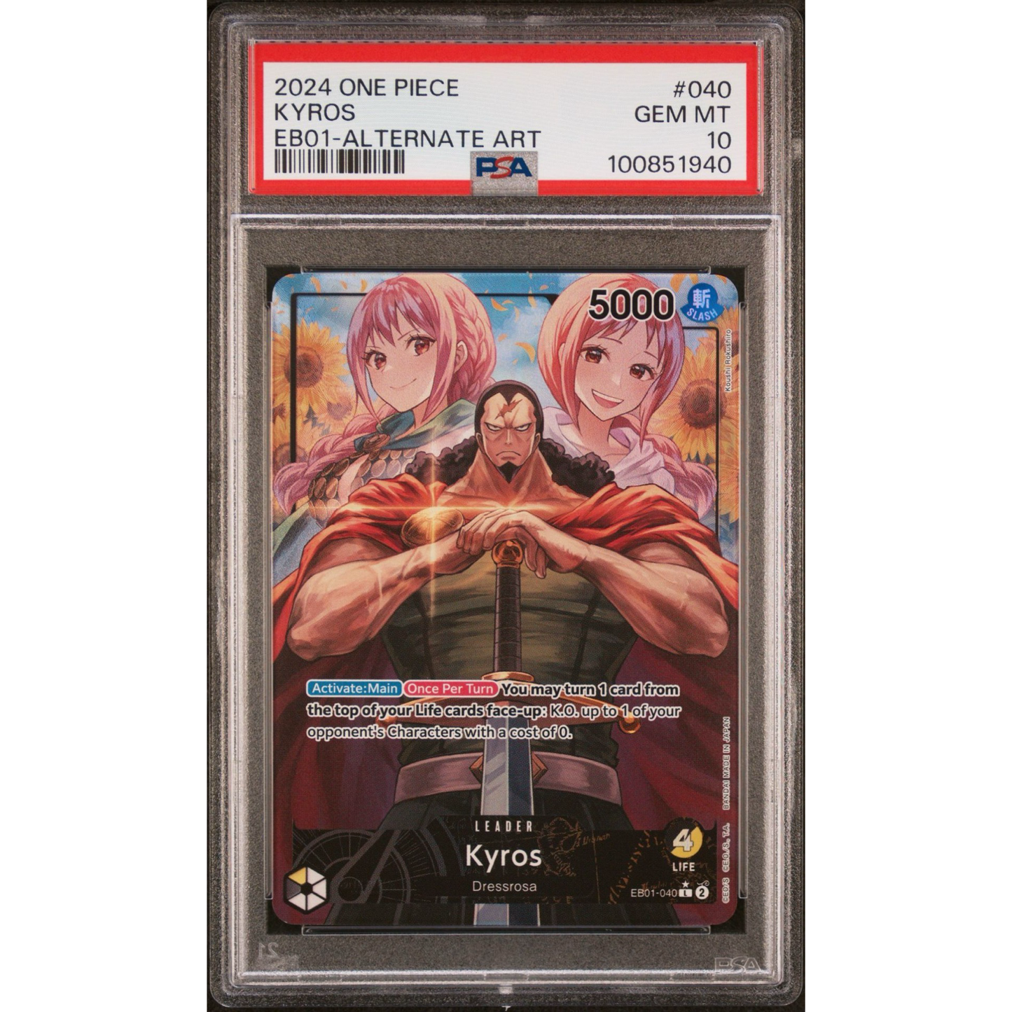 PSA 10 One Piece Kyros Leader EB01-040 Alt Art