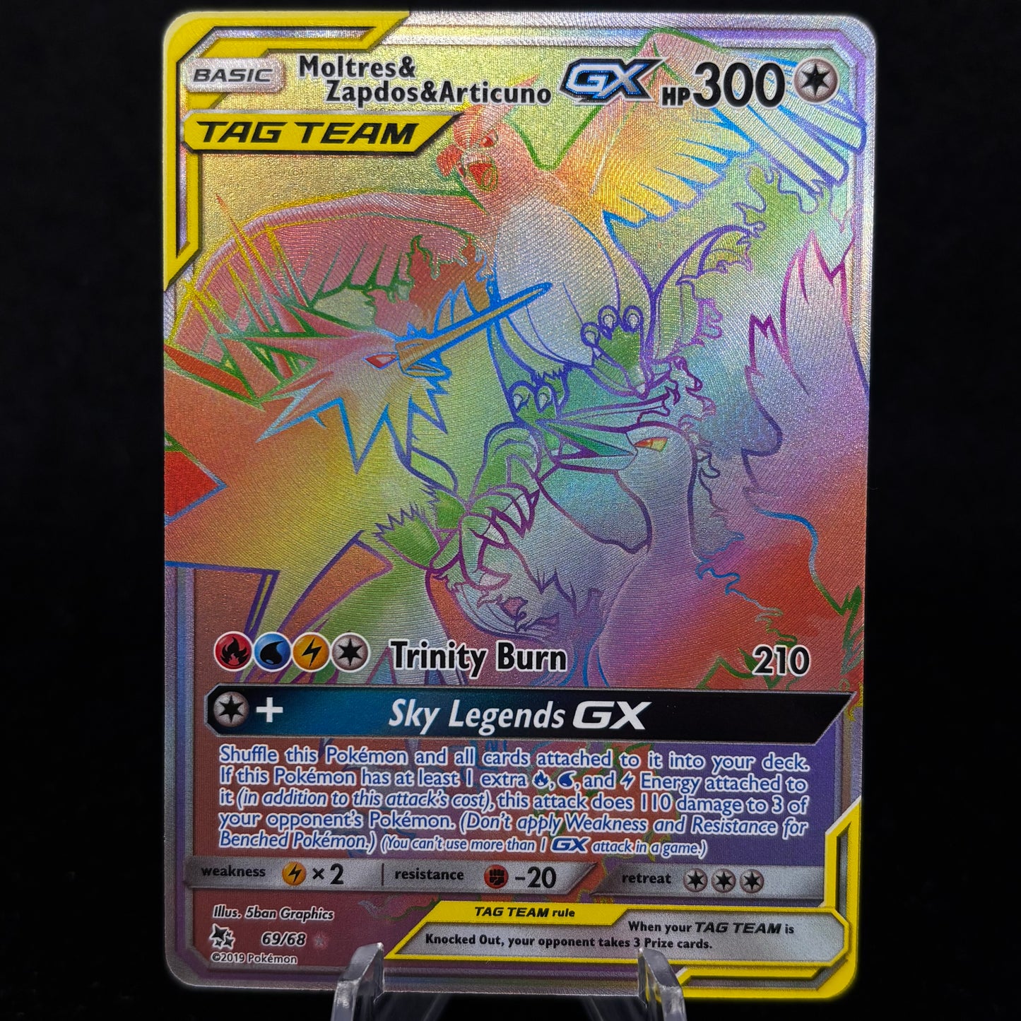 Moltres & Zapdos & Articuno GX (Secret) - Hidden Fates Single Card