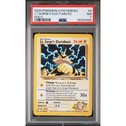 PSA 7 2000 POKEMON GYM HEROES #6 LT.SURGE'S ELECTABUZZ HOLO