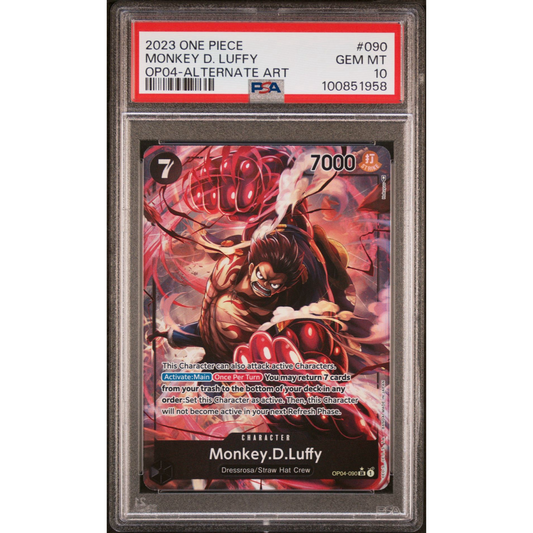 PSA 10 Monkey D. Luffy OP04-090 Alt Art