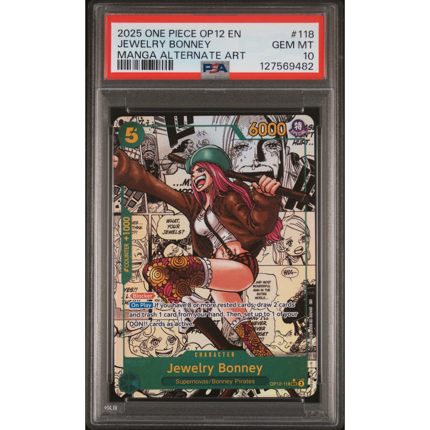PSA 10 2025 One Piece OP 12 EN Jewelry Bonney #118 Manga Alternate Art