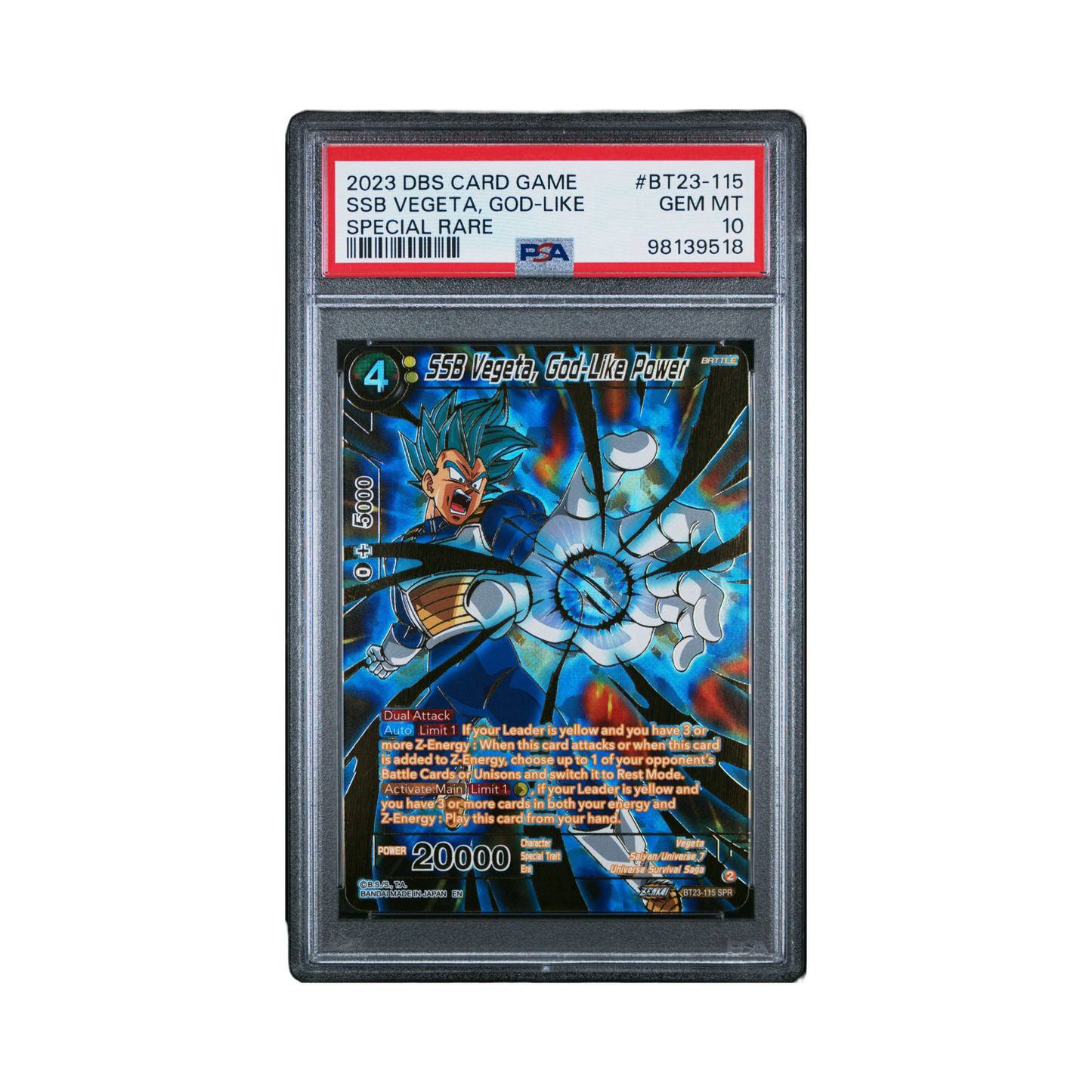 PSA 10 SSB Vegeta, God-Like Power #BT12-115