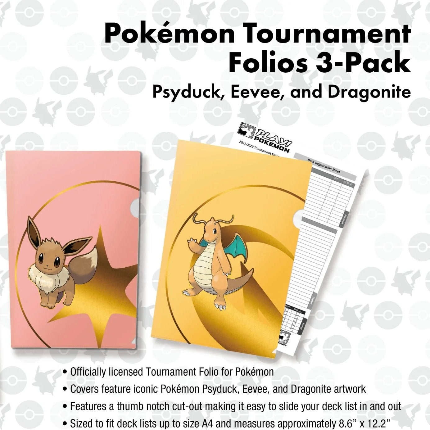 Ultra Pro: Pokemon Tournament Folio 3-Pack Psyduck, Eevee & Dragonite