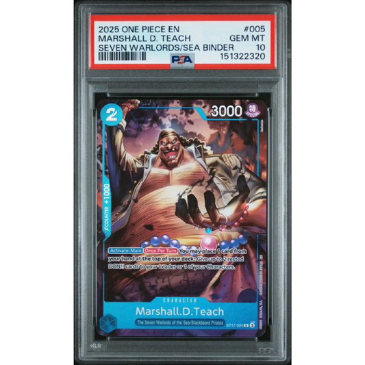 PSA 10 2025 ONE PIECE SEVEN WARLORDS OF THE SEA BINDER SET #005 MARSHALL D. TEACH