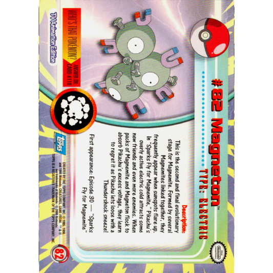 2000 Pokemon MAGNETON #82 [Non-Holo] Topps Blue Logo 1st TV Animation