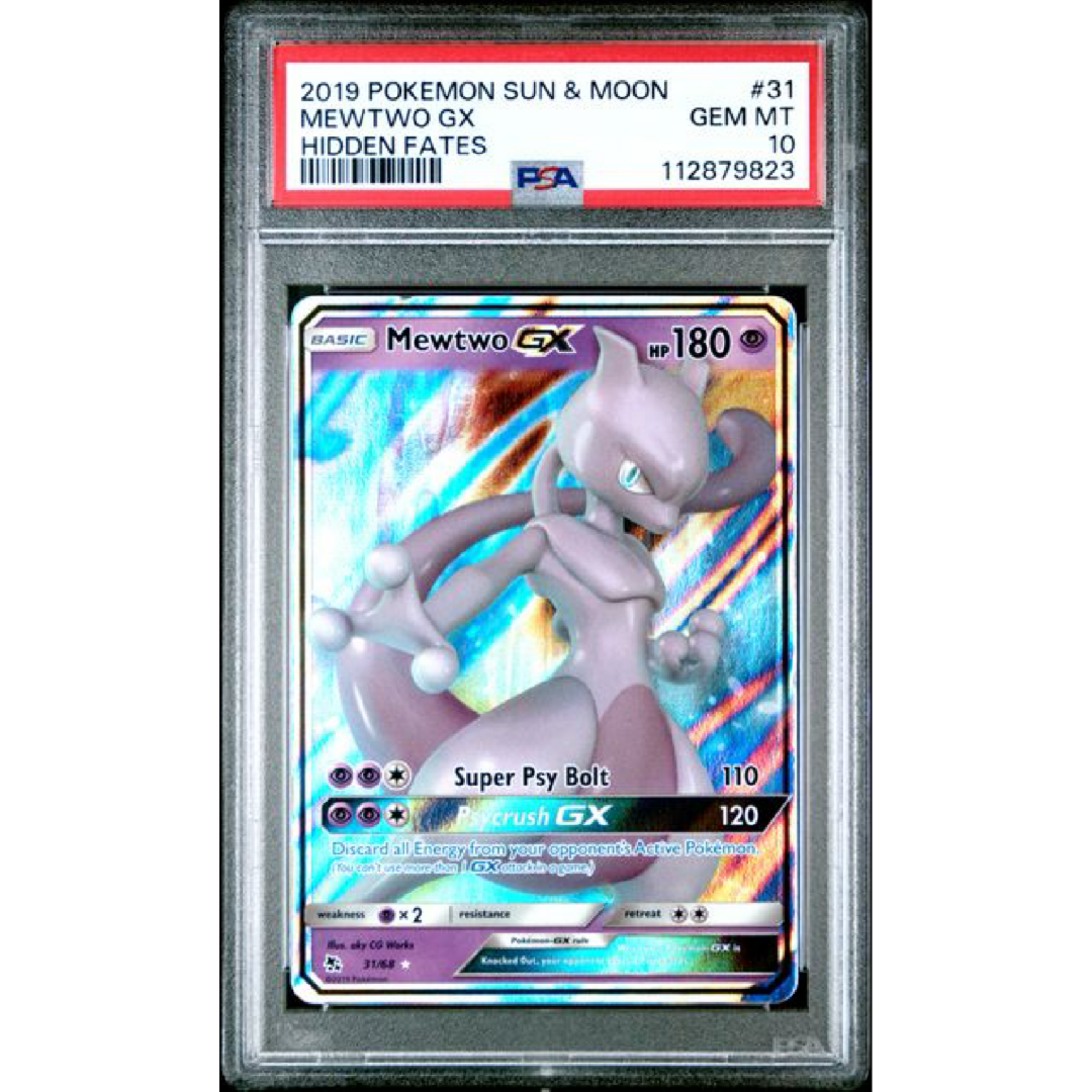 2019 POKEMON SUN & MOON HIDDEN FATES #31 MEWTWO GX HIDDEN FATES PSA 10