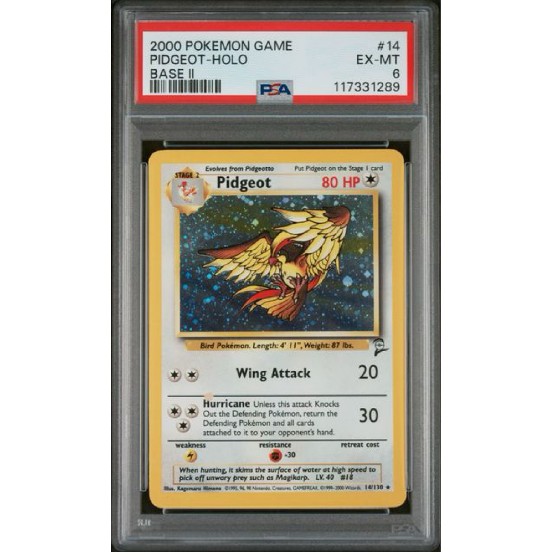 2000 POKEMON GAME BASE II #14 PIDGEOT-HOLO BASE II PSA 6
