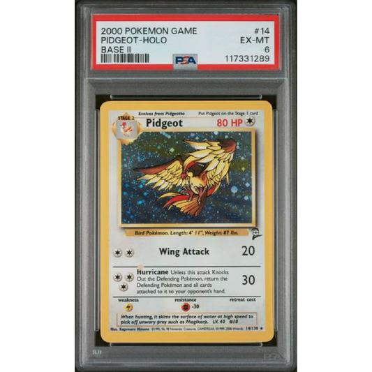 2000 POKEMON GAME BASE II #14 PIDGEOT-HOLO BASE II PSA 6