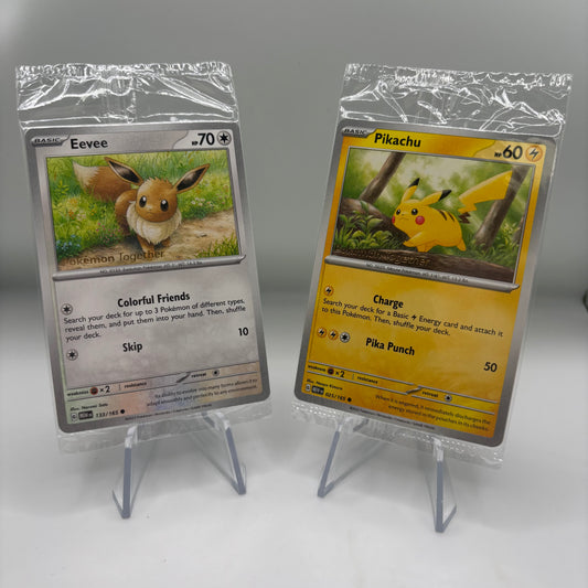 Pikachu - 025/165 - SV 151 & Eevee - 133/165 (Pokemon Together) Single Cards