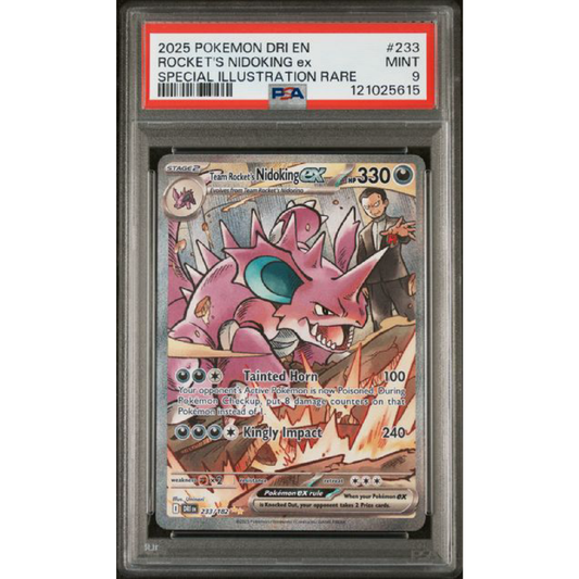 PSA 9 2025 POKEMON DESTINED RIVALS #233 ROCKET'S NIDOKING EX SPECIAL ILLUSTRATION RARE