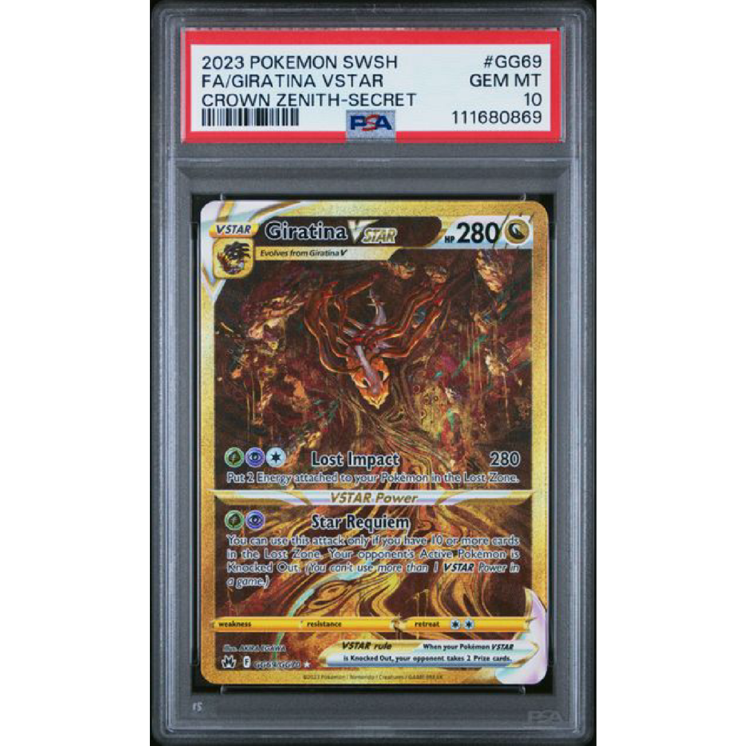 2023 POKEMON SWORD AND SHIELD CROWN ZENITH #GG69 FA/GIRATINA VSTAR CROWN ZENITH-SECRET PSA 10