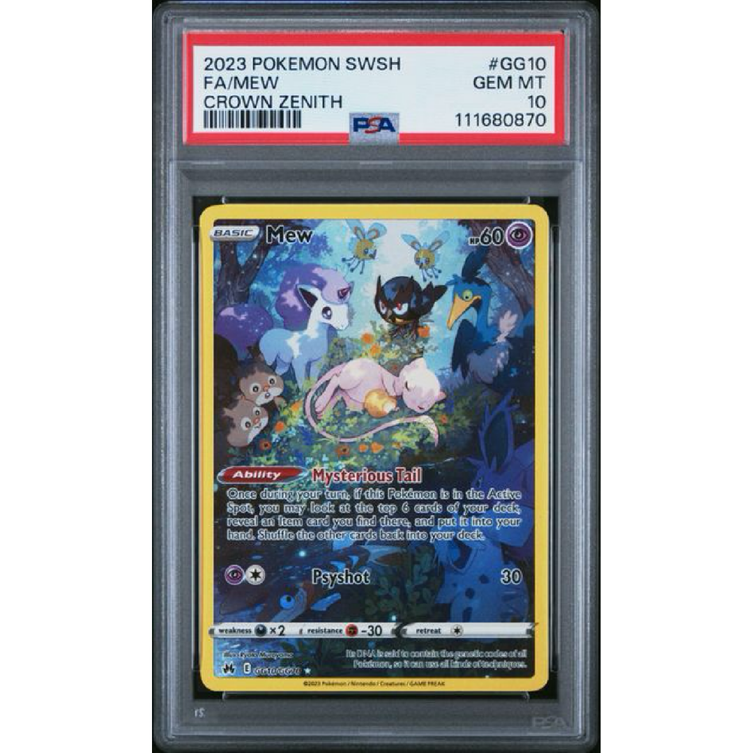 2023 POKEMON SWORD AND SHIELD CROWN ZENITH #GG10 FA/MEW CROWN ZENITH PSA 10