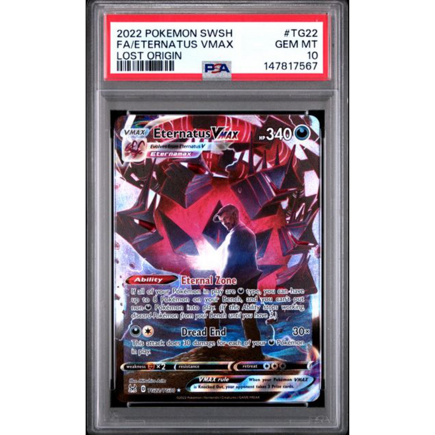2022 POKEMON SWORD & SHIELD LOST ORIGIN #TG22 FA/ETERNATUS VMAX LOST ORIGIN PSA 10