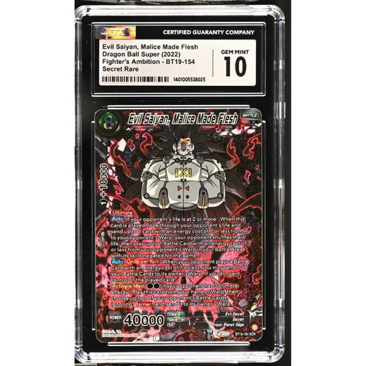 Evil Saiyan, Malice Made Flesh Fighter's Ambition BT19-154 Secret Rare GEM MINT 10