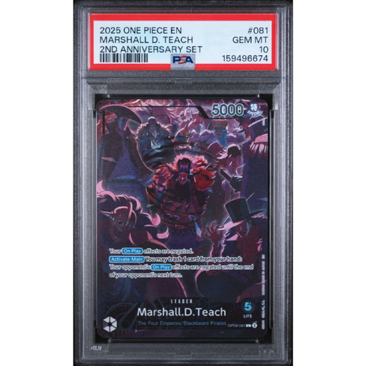 2025 ONE PIECE ENGLISH VERSION 2ND ANNIVERSARY SET #081 MARSHALL D. TEACH PSA 10