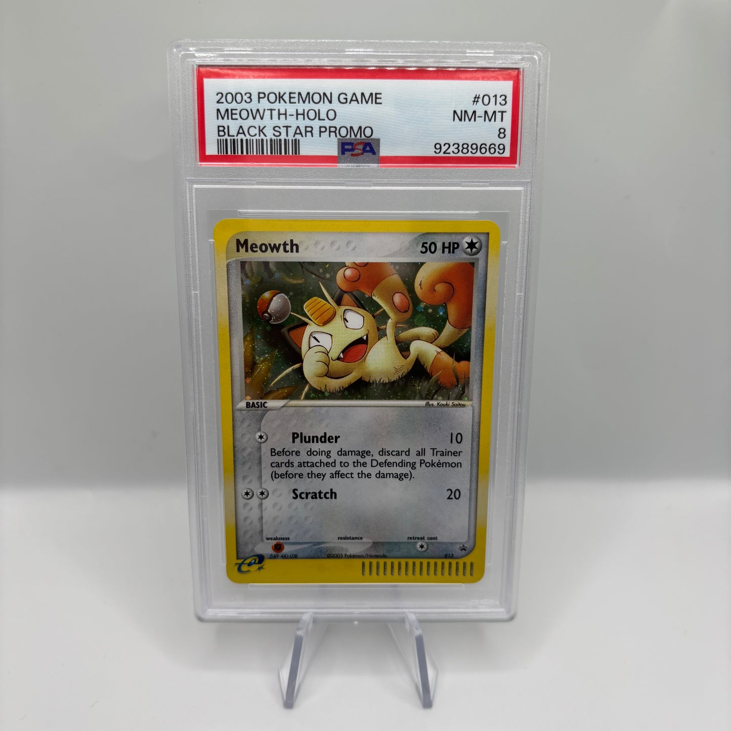 PSA 8 Pokemon 2003 Meowth-Holo Black Star Holo