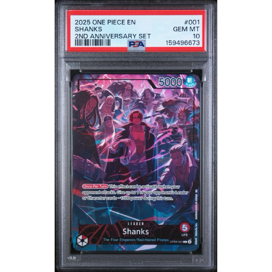 2025 ONE PIECE ENGLISH VERSION 2ND ANNIVERSARY SET #001 SHANKS PSA 10